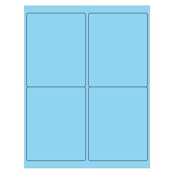 Tape Logic Rectangle Laser Labels, 4" x 5", Pastel Blue, PK400