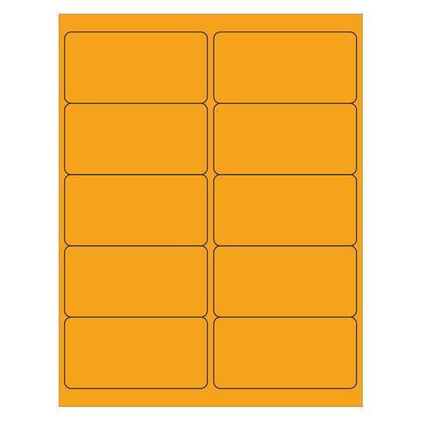 Tape Logic Rectangle Laser Labels, 4" x 2", Fluorescent Orange, PK1000