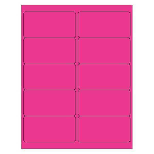 Tape Logic Rectangle Laser Labels, 4" x 2", Fluorescent Pink, PK1000