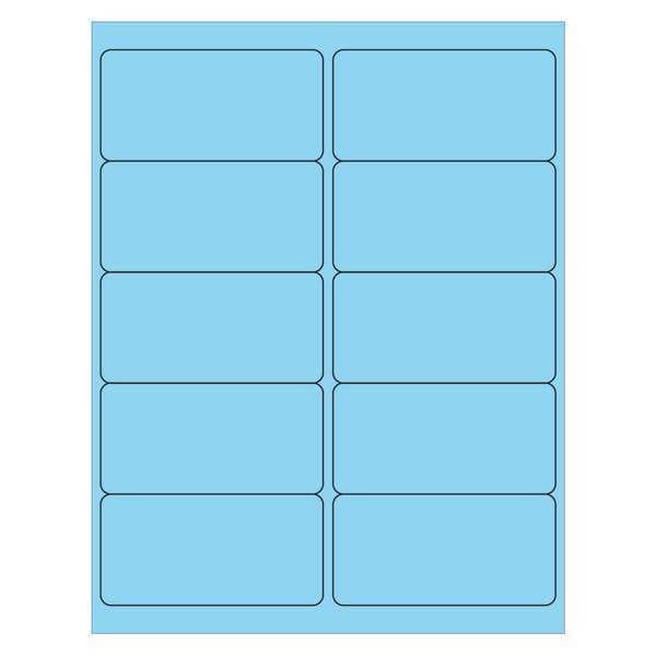 Tape Logic Rectangle Laser Labels, 4" x 2", Pastel Blue, PK1000