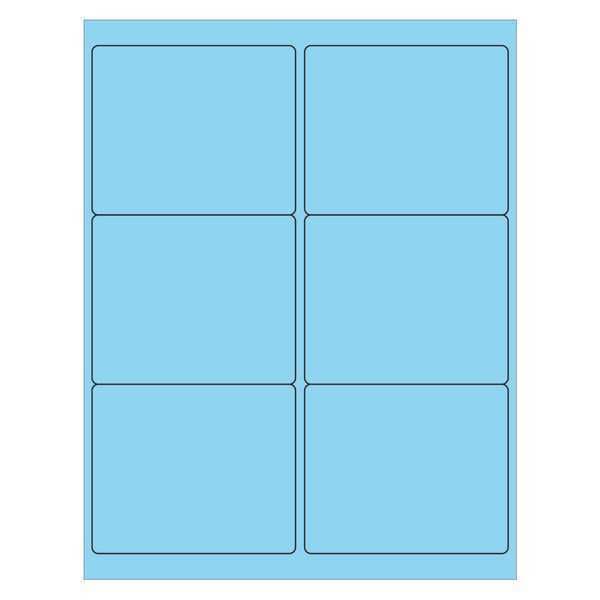 Tape Logic Rectangle Laser Labels, 4" x 3 1/3", Pastel Blue, PK600
