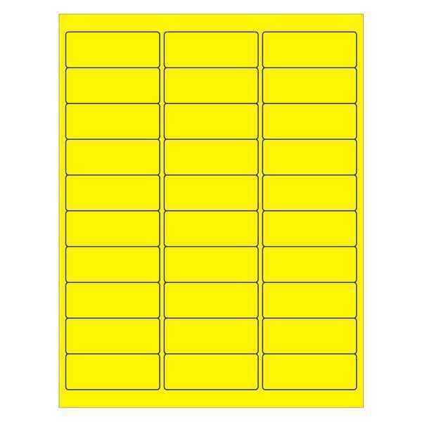 Tape Logic Rectangle Laser Labels, 2 5/8" x 1", Fluorescent Yellow, PK3000