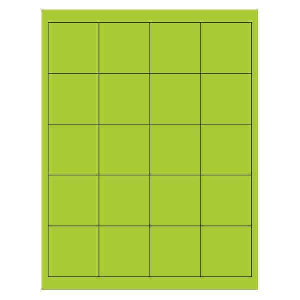 Tape Logic Rectangle Laser Labels, 2" x 2", Fluorescent Green, PK2000