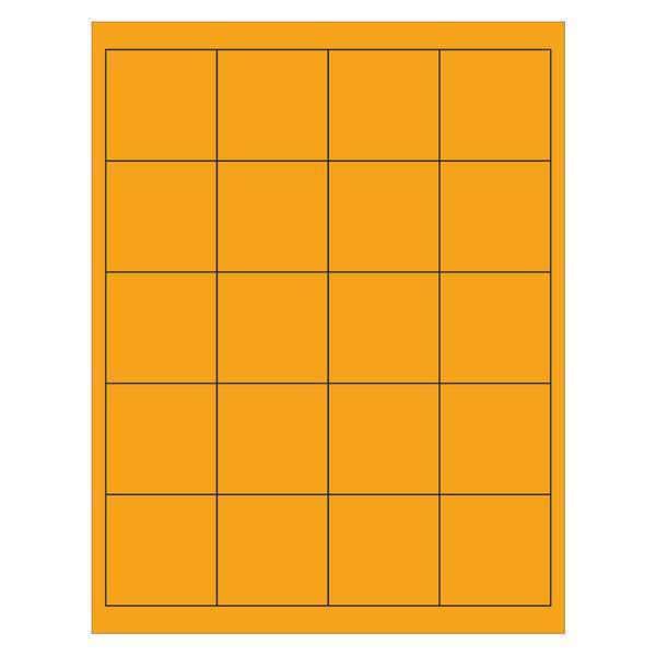 Tape Logic Rectangle Laser Labels, 2" x 2", Fluorescent Orange, PK2000