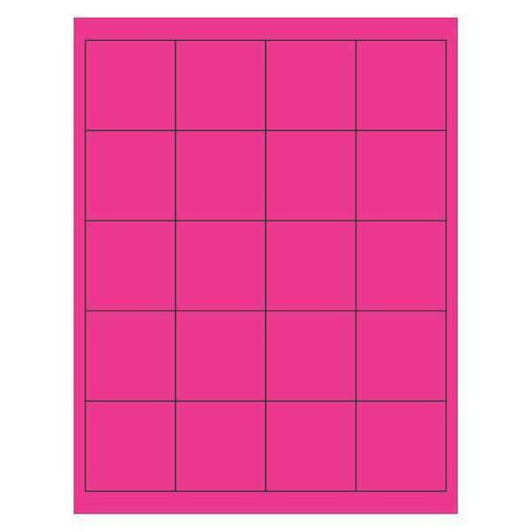 Tape Logic Rectangle Laser Labels, 2" x 2", Fluorescent Pink, PK2000