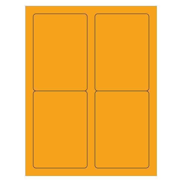 Tape Logic Rectangle Laser Labels, 3 1/2" x 5", Fluorescent Orange, PK400