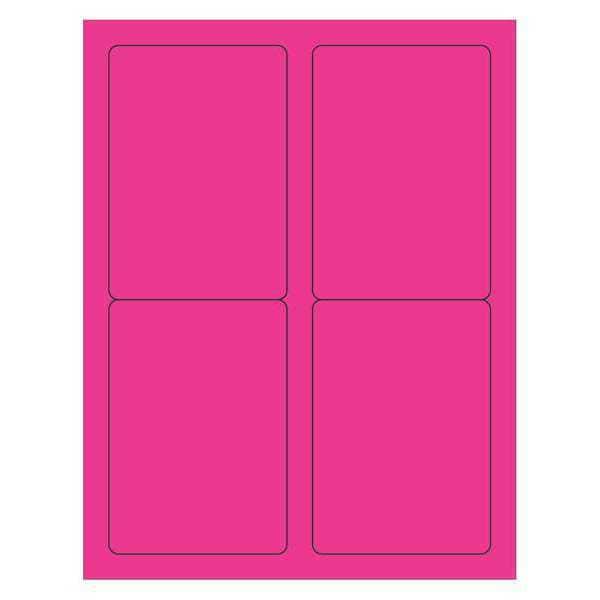Tape Logic Rectangle Laser Labels, 3 1/2" x 5", Fluorescent Pink, PK400