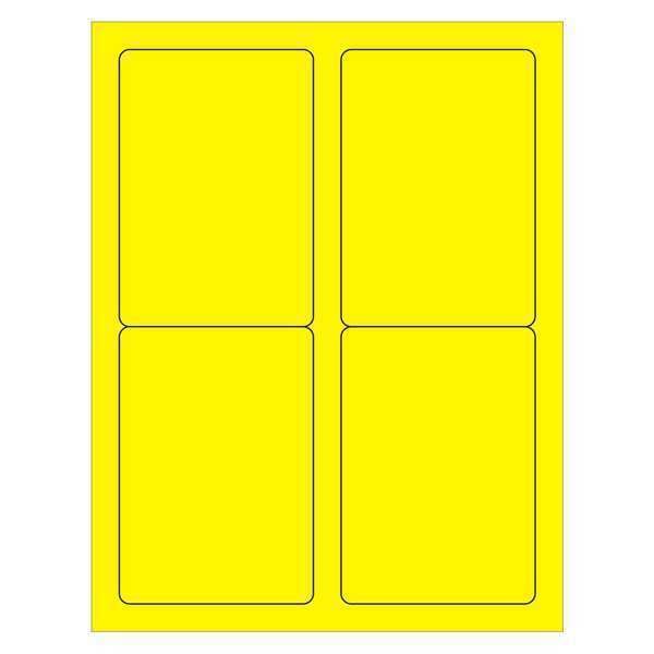 Tape Logic Rectangle Laser Labels, 3 1/2" x 5", Fluorescent Yellow, PK400