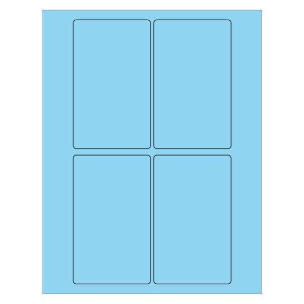 Tape Logic Rectangle Laser Labels, 3" x 5", Pastel Blue, PK400