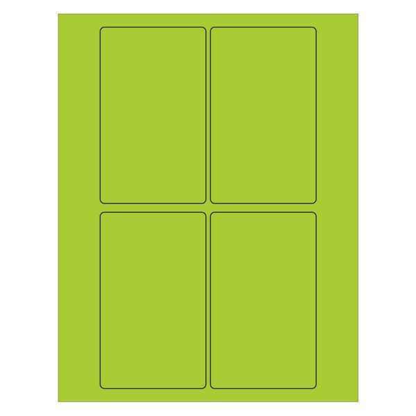 Tape Logic Rectangle Laser Labels, 3" x 5", Fluorescent Green, PK400