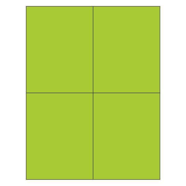 Tape Logic Rectangle Laser Labels, 4 1/4" x 5 1/2", Fluorescent Green, PK400