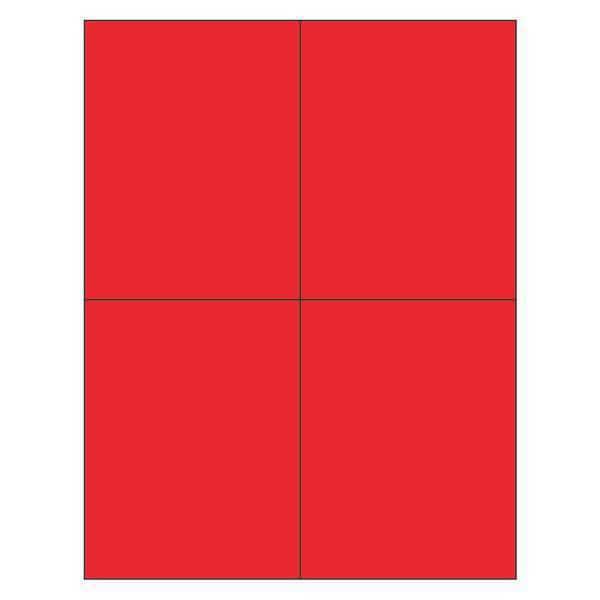 Tape Logic Rectangle Laser Labels, 4 1/4" x 5 1/2", Fluorescent Red, PK400