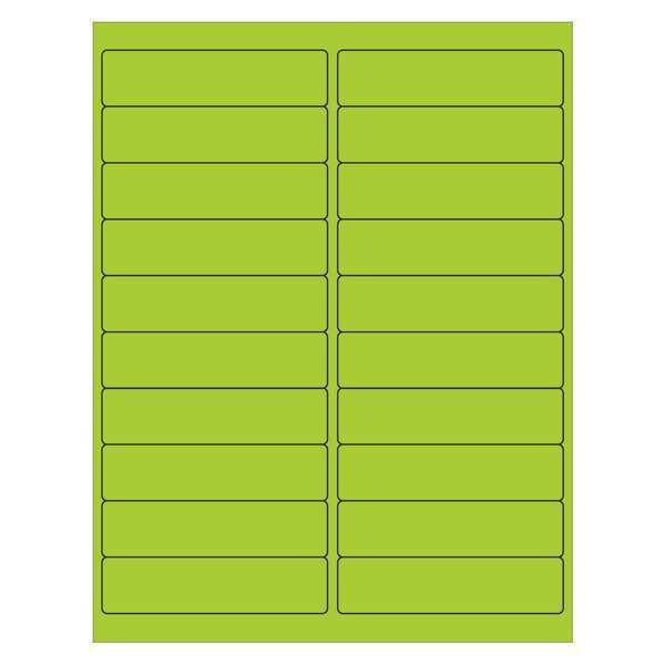Tape Logic Rectangle Laser Labels, 4" x 1", Fluorescent Green, PK2000