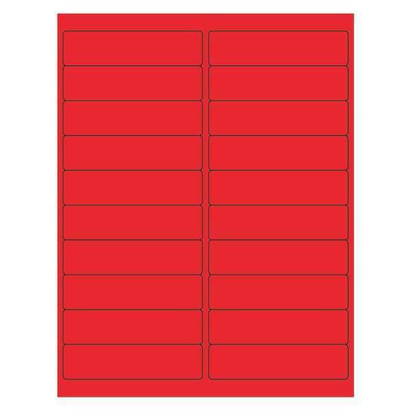 Tape Logic Rectangle Laser Labels, 4" x 1", Fluorescent Red, PK2000
