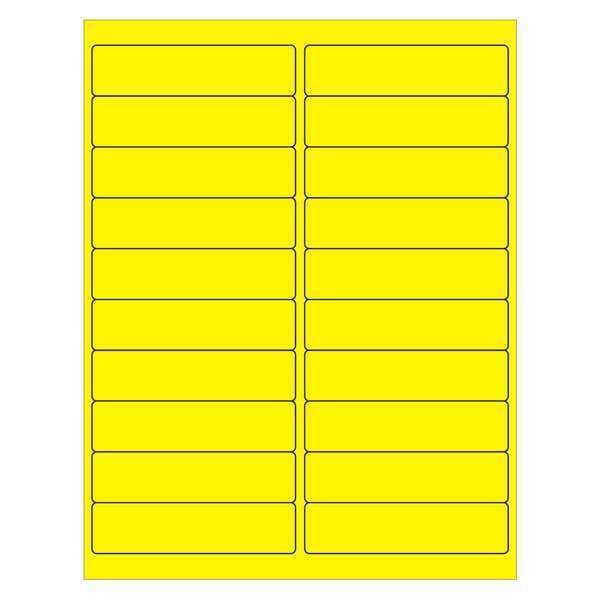 Tape Logic Rectangle Laser Labels, 4" x 1", Fluorescent Yellow, PK2000