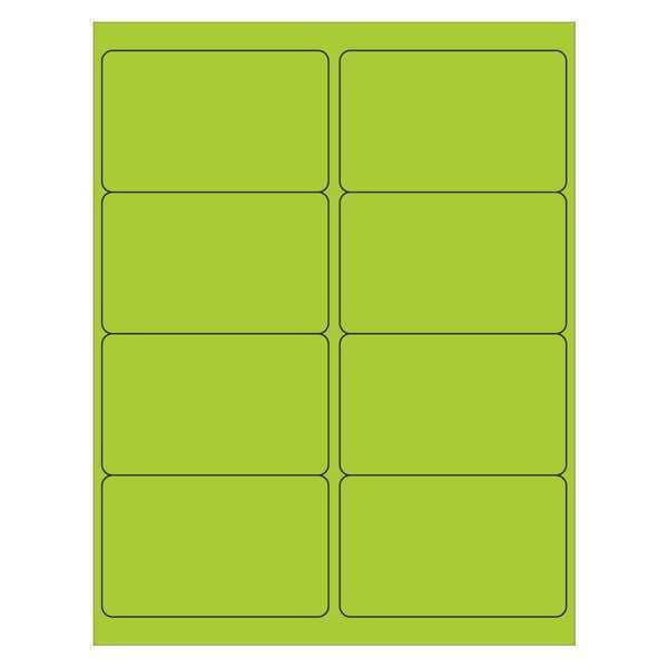 Tape Logic Rectangle Laser Labels, 4" x 2 1/2", Fluorescent Green, PK800