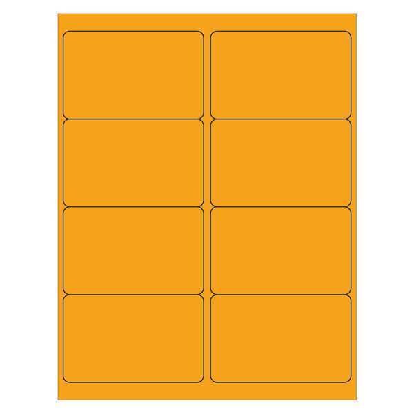 Tape Logic Rectangle Laser Labels, 4" x 2 1/2", Fluorescent Orange, PK800