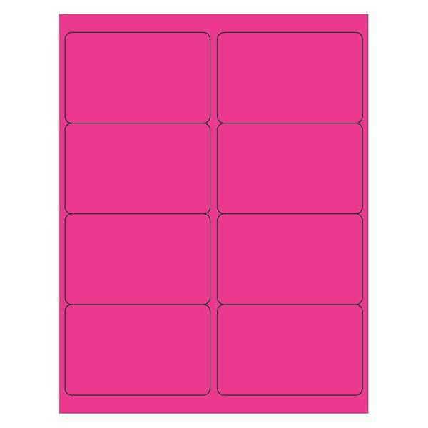 Tape Logic Rectangle Laser Labels, 4" x 2 1/2", Fluorescent Pink, PK800