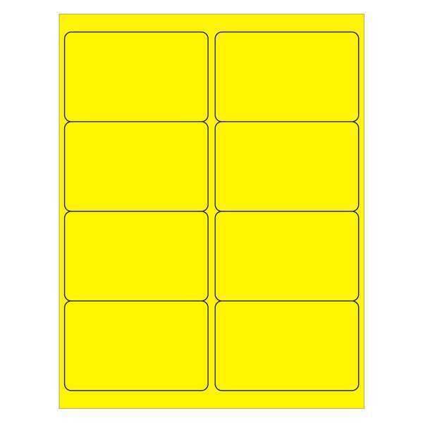 Tape Logic Rectangle Laser Labels, 4" x 2 1/2", Fluorescent Yellow, PK800