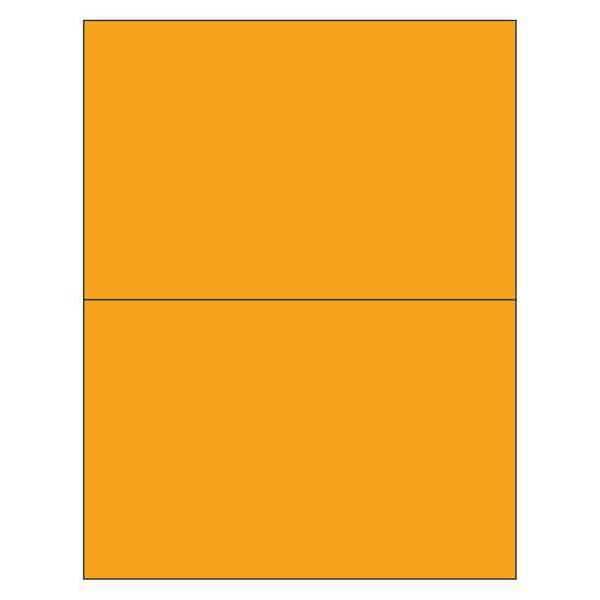 Tape Logic Rectangle Laser Labels, 8 1/2" x 5 1/2", Fluorescent Orange, PK200