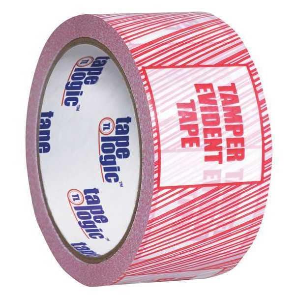 Tape Logic Security Tape, "Tamper Evident", 2.5 Mil, 3" x 110 yds, Red/White, PK24