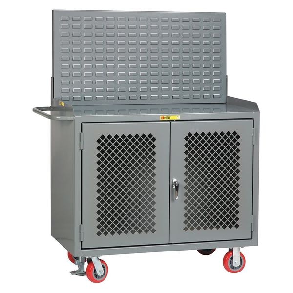 Bench Cabinet, Louvered Pnl, Steel Top