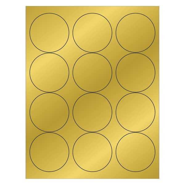 Tape Logic Foil Circle Laser Labels, 2 1/2", Gold, PK1200