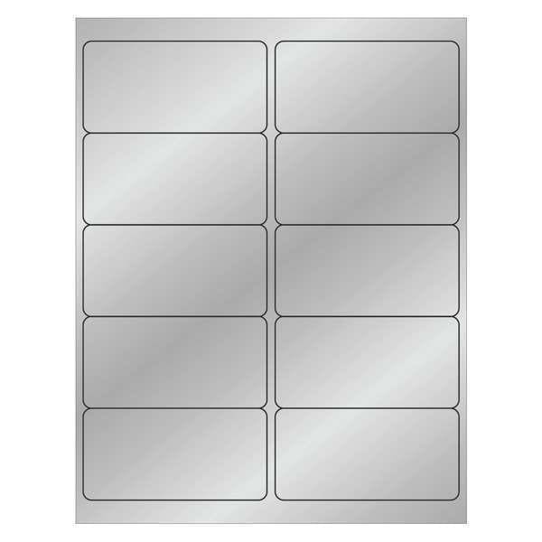 Tape Logic Foil Rectangle Laser Labels, 4" x 2", Silver, PK1000