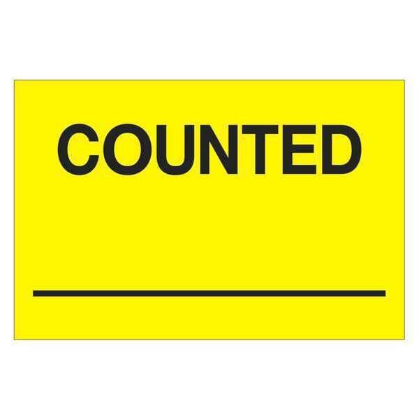 Tape Logic Labels, "Counted _", 2" x 3", Fluorescent Yellow, 500/Roll