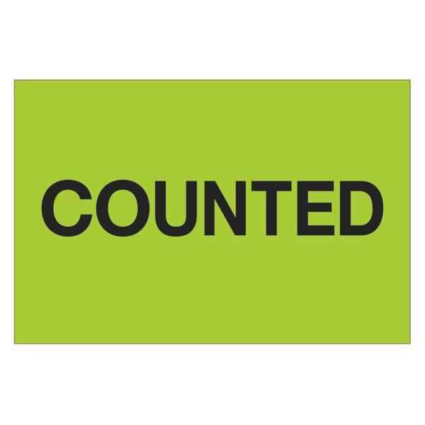 Tape Logic Labels, "Counted", 2" x 3", Fluorescent Green, 500/Roll