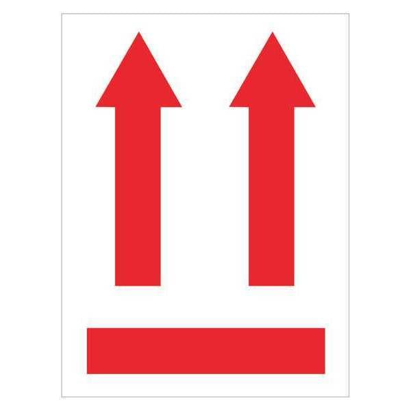 Tape Logic Labels, (two up arrows over black bar), 3" x 4", Red/White, 500/Roll