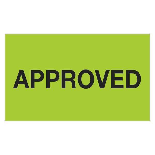 Tape Logic Labels, "Approved", 3" x 5", Fluorescent Green, 500/Roll