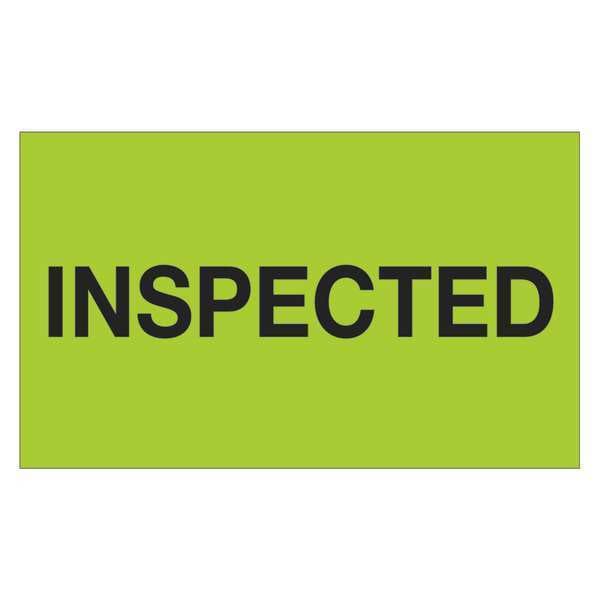 Tape Logic Labels, "Inspected", 3" x 5", Fluorescent Green, 500/Roll