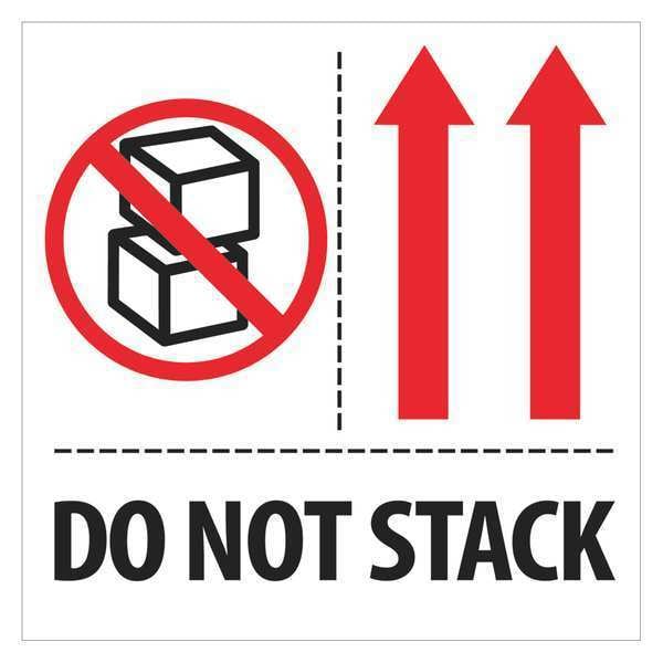 Tape Logic Labels, "Do Not Stack", 4" x 4", Red/White/Black, 500/Roll