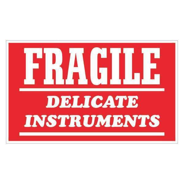 Tape Logic Labels, "Fragile - Delicate Instruments", 3" x 4", Red/White, 500/Roll