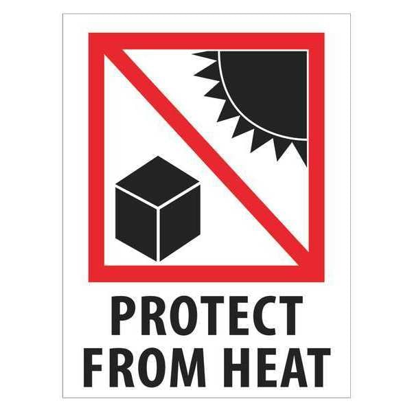 Tape Logic Labels, "Protect from Heat", 3" x 4", Red/White/Black, 500/Roll