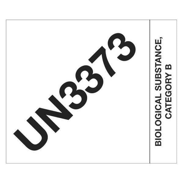 Tape Logic Labels, "UN3373 Biological Substance Category B", 4" x 4 3/4", Black/White, 500/Roll