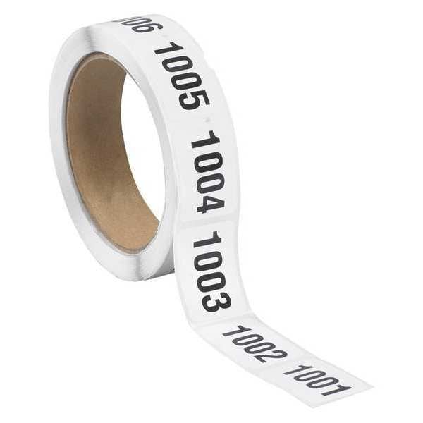 Tape Logic Consecutive Numbered Labels, "(1001-1500)", 1" x 1 1/2", Black/White, 500/Roll