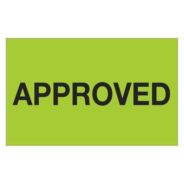 Tape Logic Labels, "Approved", 1 1/4" x 2", Fluorescent Green, 500/Roll