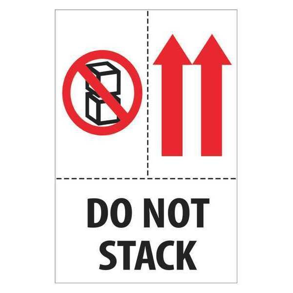 Tape Logic Labels, "Do Not Stack", 4" x 6", Red/White/Black, 500/Roll