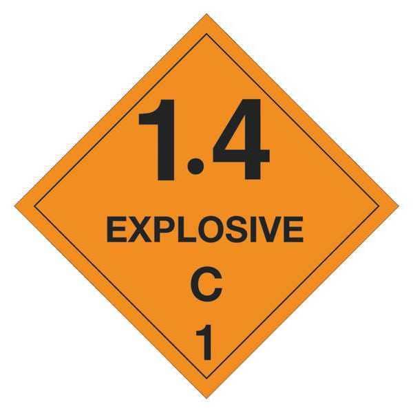 Tape Logic Labels, "Explosive - 1.4C - 1, 4" x 4", Orange/Black, 500/Roll