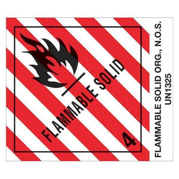 Tape Logic Labels, "Flammable Solids, N.O.S.", 4" x 4 3/4", Red/White/Black, 500/Roll