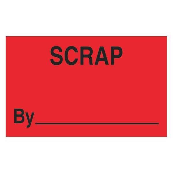 Tape Logic Labels, "Scrap By", 1 1/4" x 2", Fluorescent Red, 500/Roll