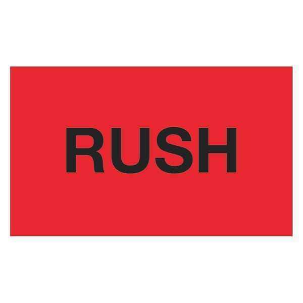Tape Logic Labels, "Rush", 3" x 5", Fluorescent Red, 500/Roll