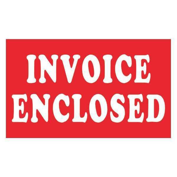 Tape Logic Labels, "Invoice Enclosed", 3" x 5", Red/White, 500/Roll
