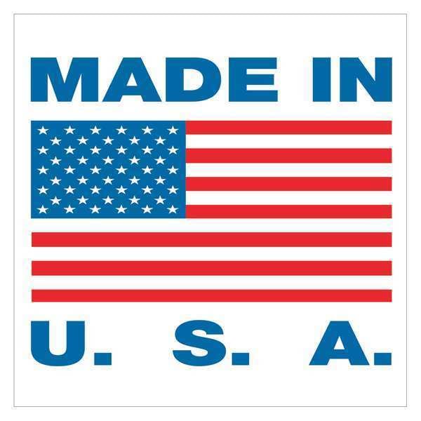 Tape Logic Labels, "Made in U.S.A.", 1" x 1", Red/White/Blue, 500/Roll