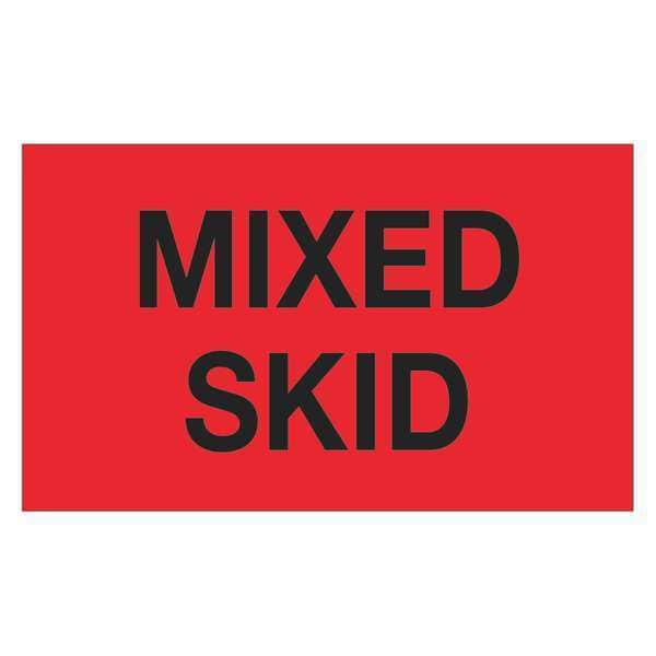 Tape Logic Labels, "Mixed Skid", Fluorescent Red, 500/Roll