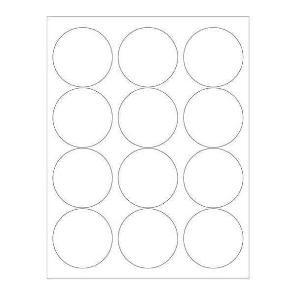 Tape Logic Circle Laser Labels, 2 1/2", Glossy White, PK1200