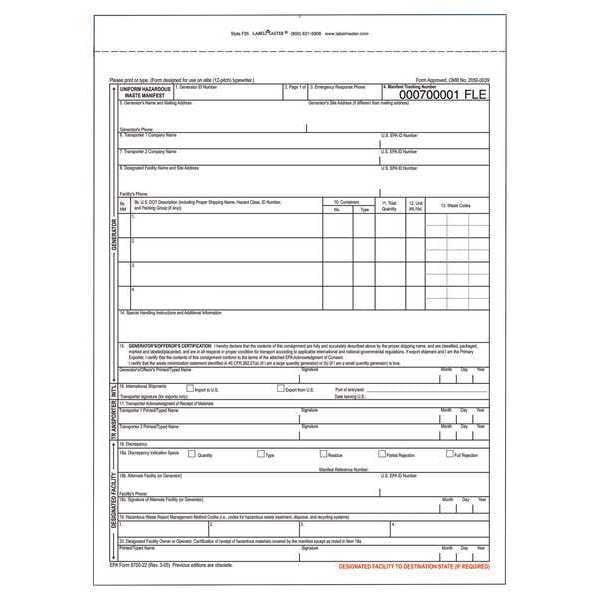 Uniform Hazardous Waste Manifest, PK100