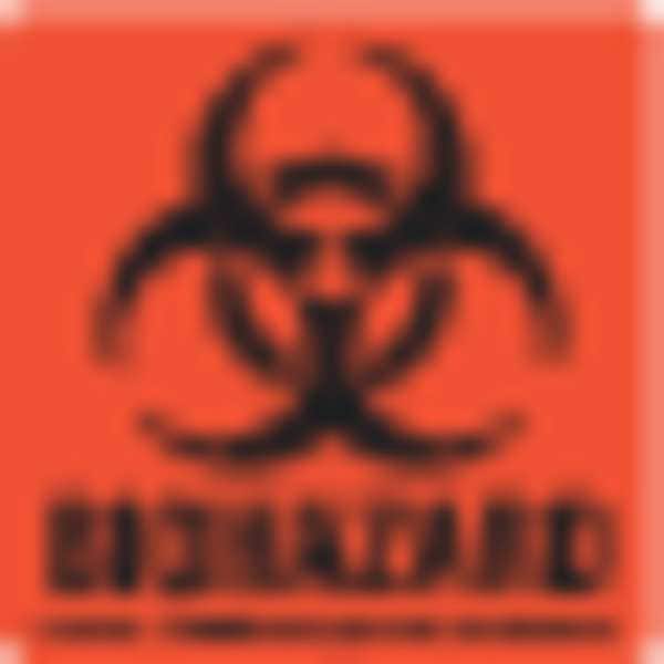 Biohazard Label, Orange, 2"x2", PK500